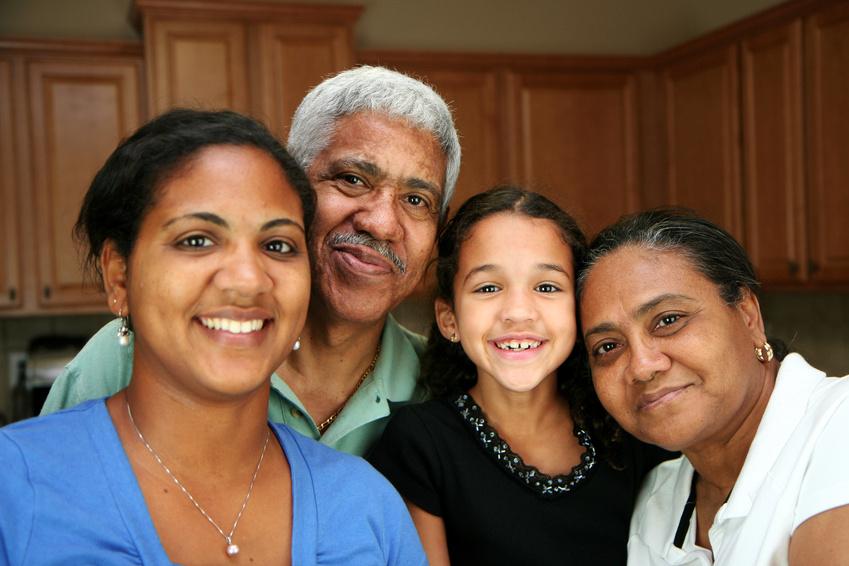 Family looking at camera
